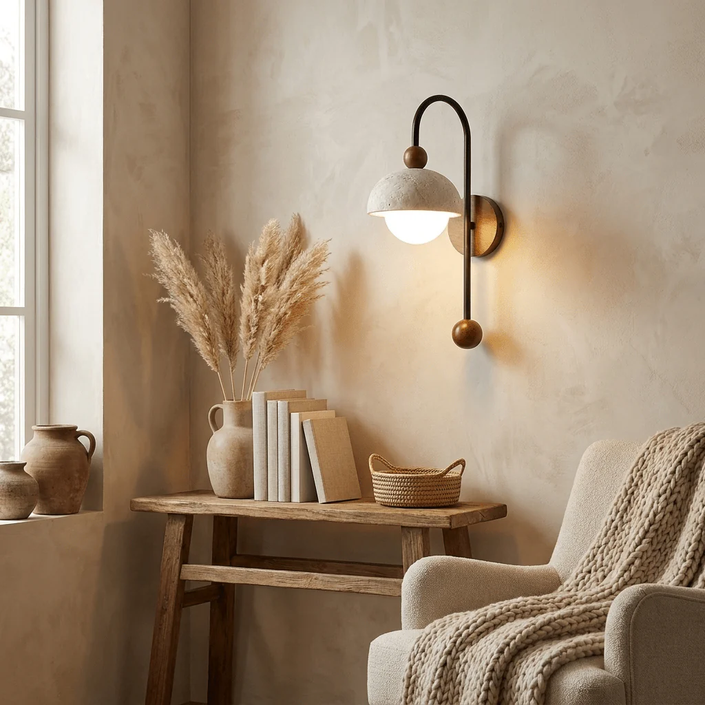 Dome Globe Travertine Arc Sconce - Image 4