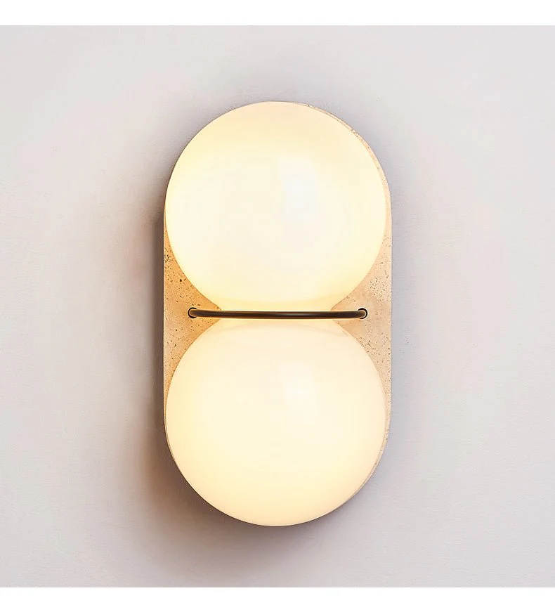 Double Globe Travertine Wall Sconce - Image 10