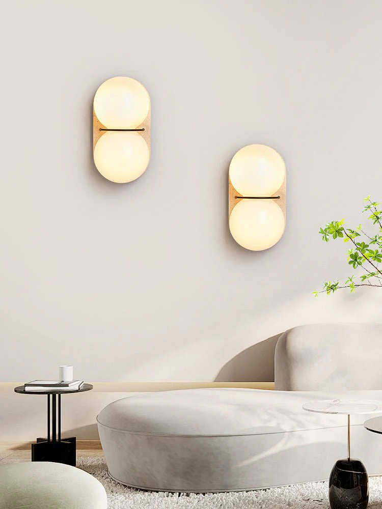 Double Globe Travertine Wall Sconce - Image 13