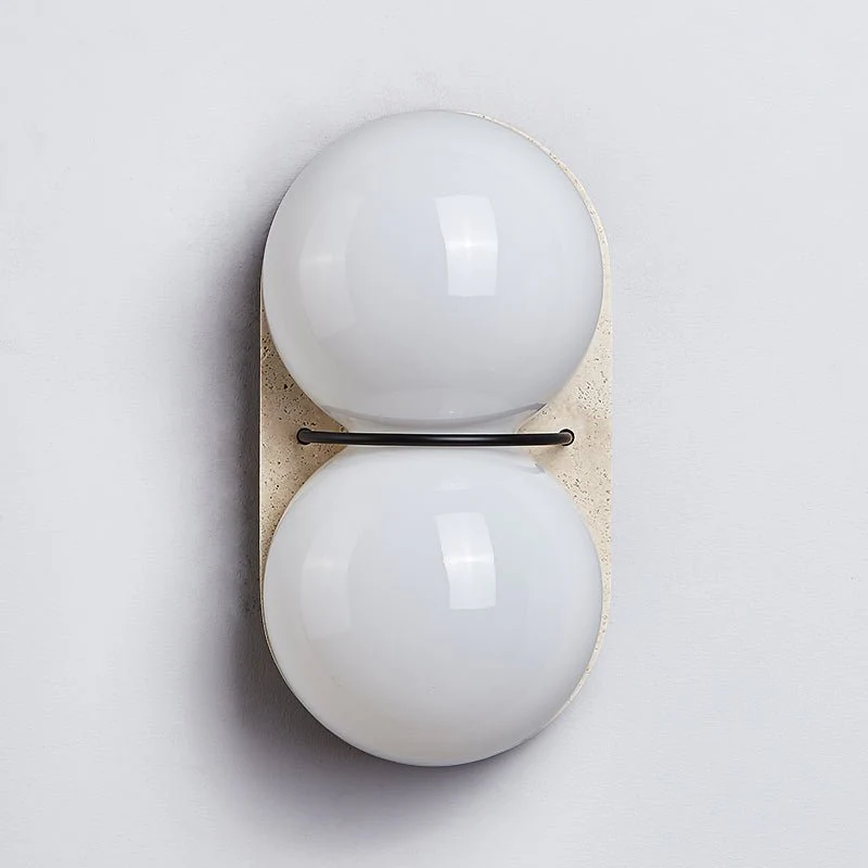 Double Globe Travertine Wall Sconce - Image 15