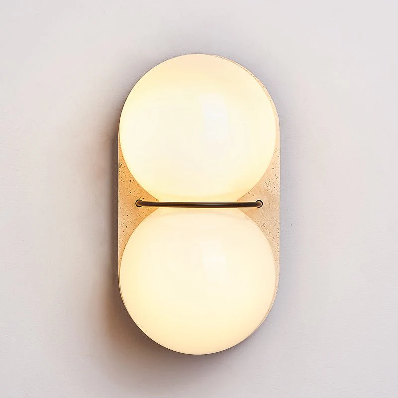 Double Globe Travertine Wall Sconce - Image 16
