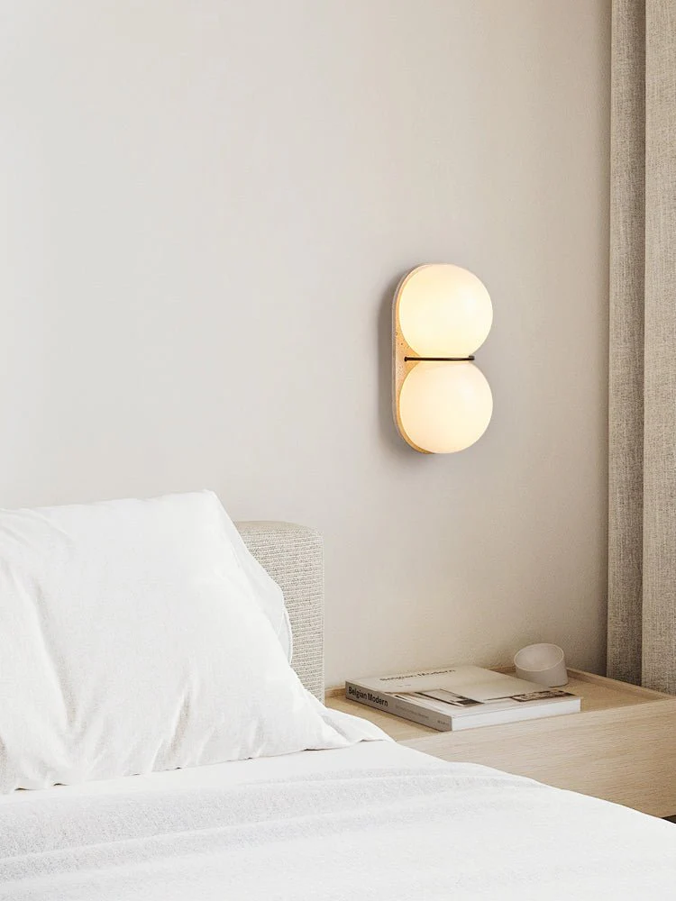Double Globe Travertine Wall Sconce - Image 6