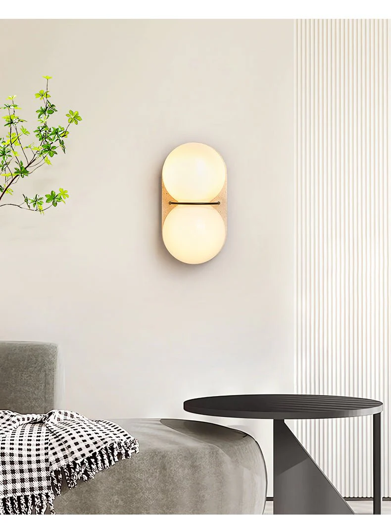 Double Globe Travertine Wall Sconce - Image 8