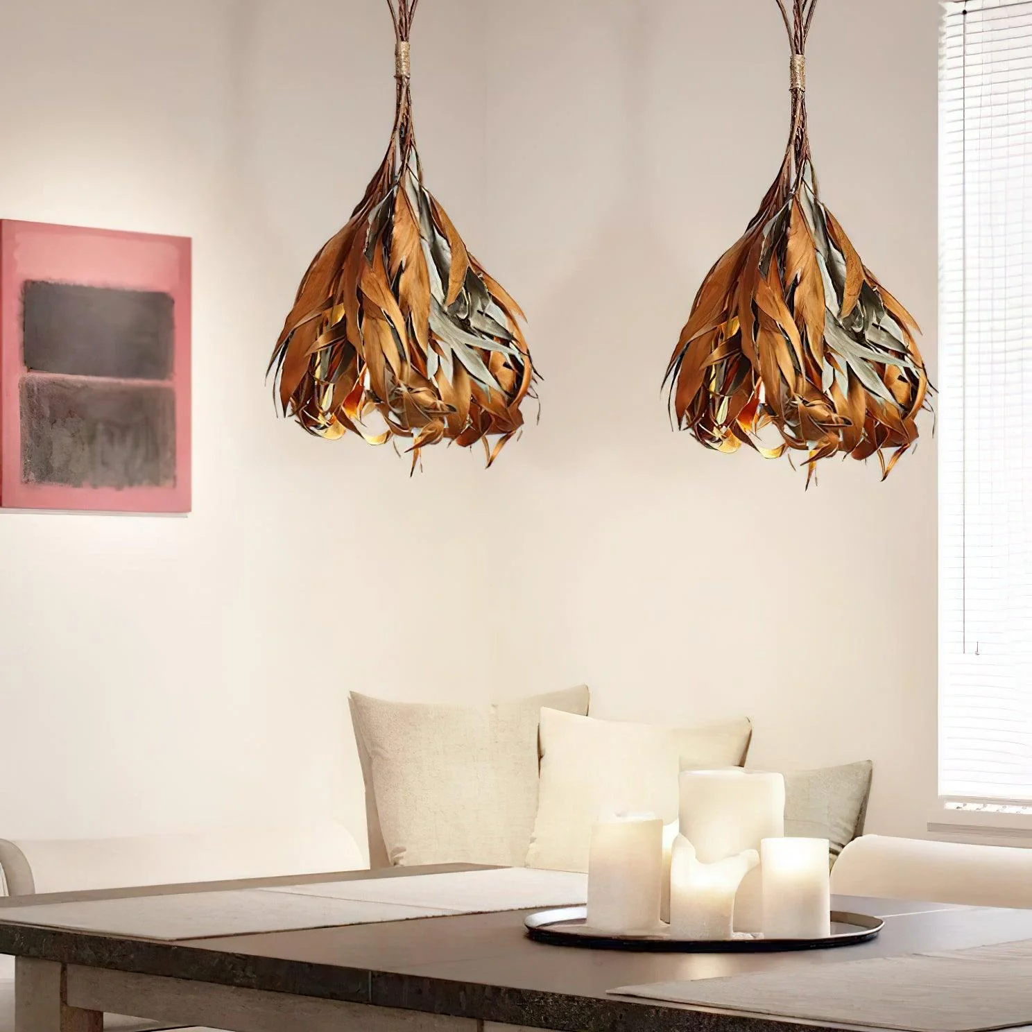 Dried Branch Leaf Pendant Lamp - Image 4