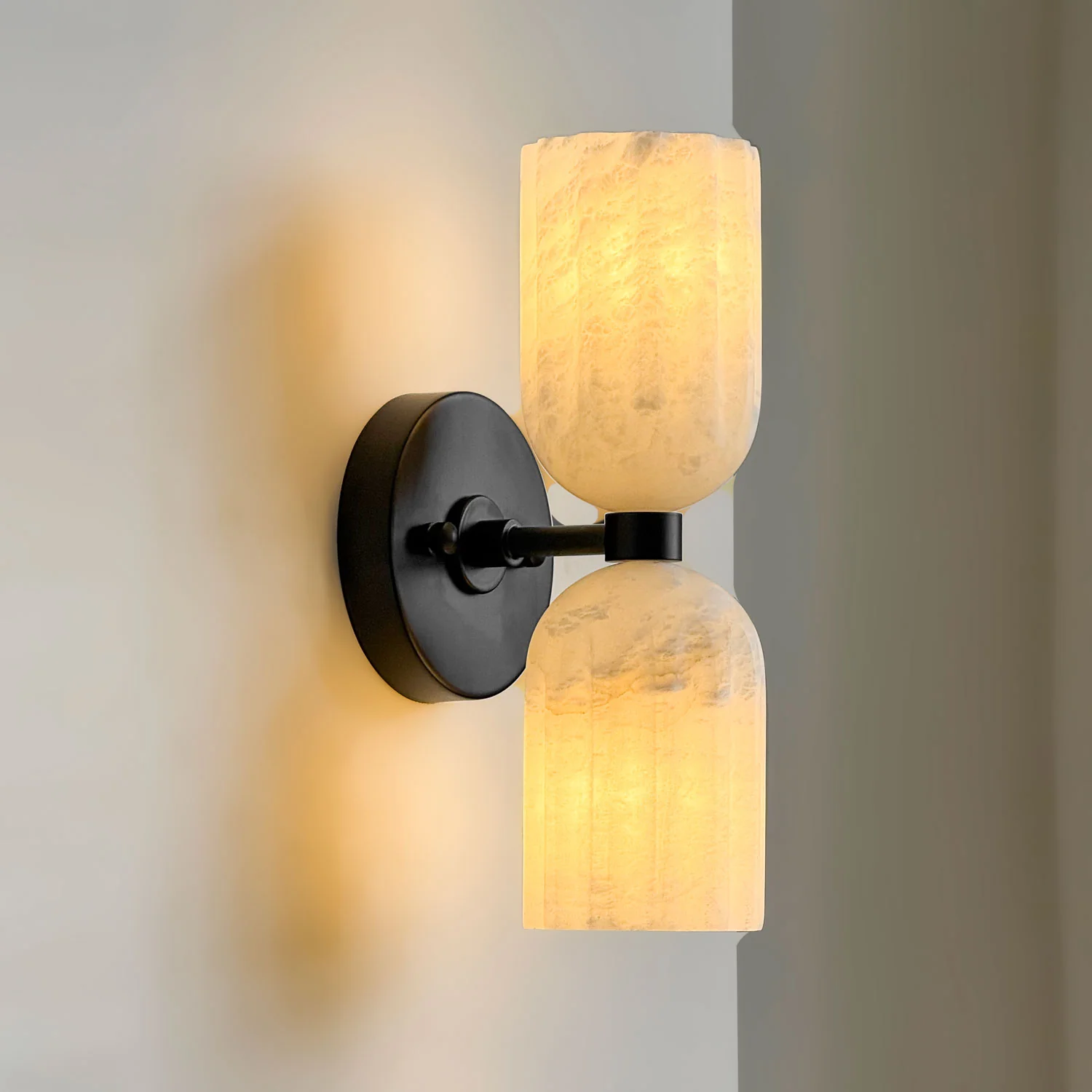 Dual Alabaster Ribbed Wall Sconce - Image 11