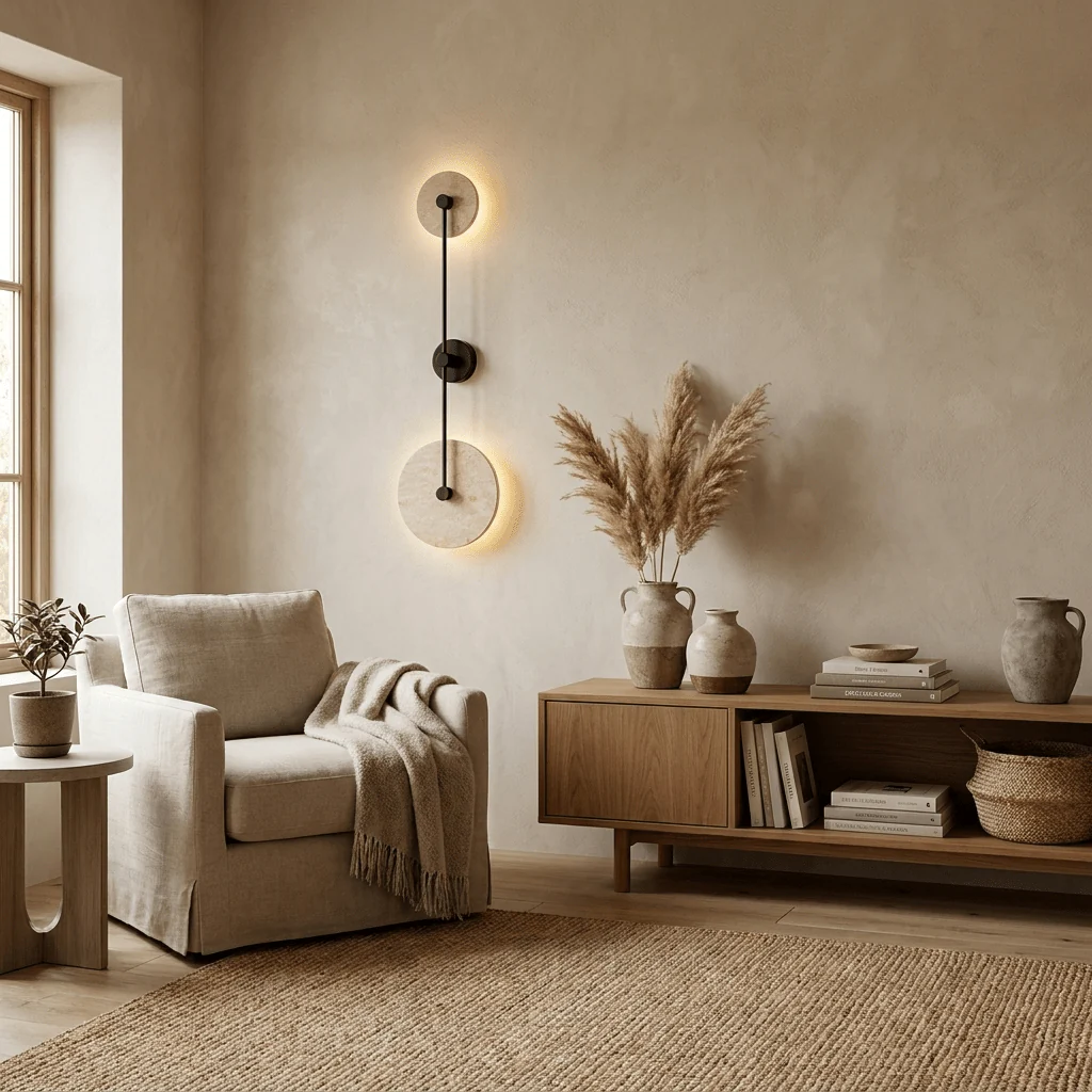 Dual Disc Travertine Wall Sconce - Image 8