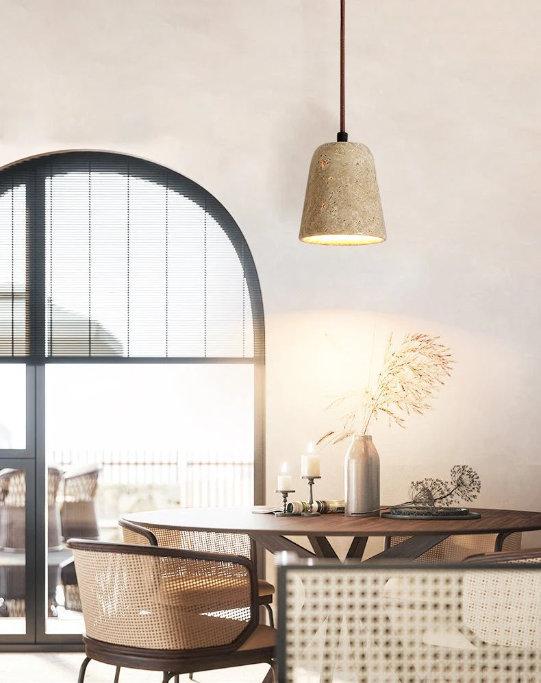 Earthy Travertine Cone Pendant Light - Image 10