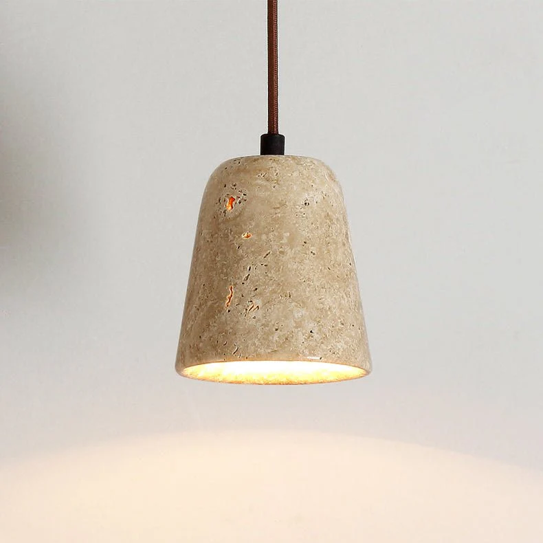 Earthy Travertine Cone Pendant Light - Image 12