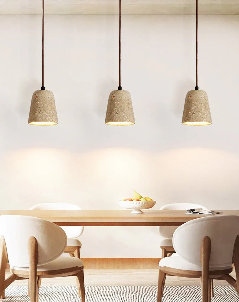 Earthy Travertine Cone Pendant Light - Image 15
