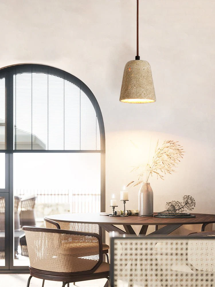 Earthy Travertine Cone Pendant Light - Image 17