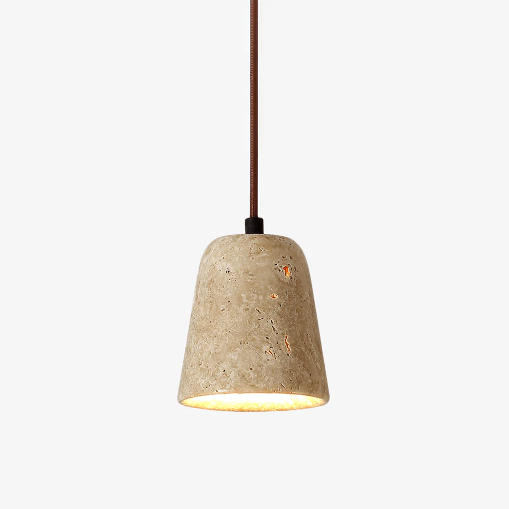 Earthy Travertine Cone Pendant Light - Image 19