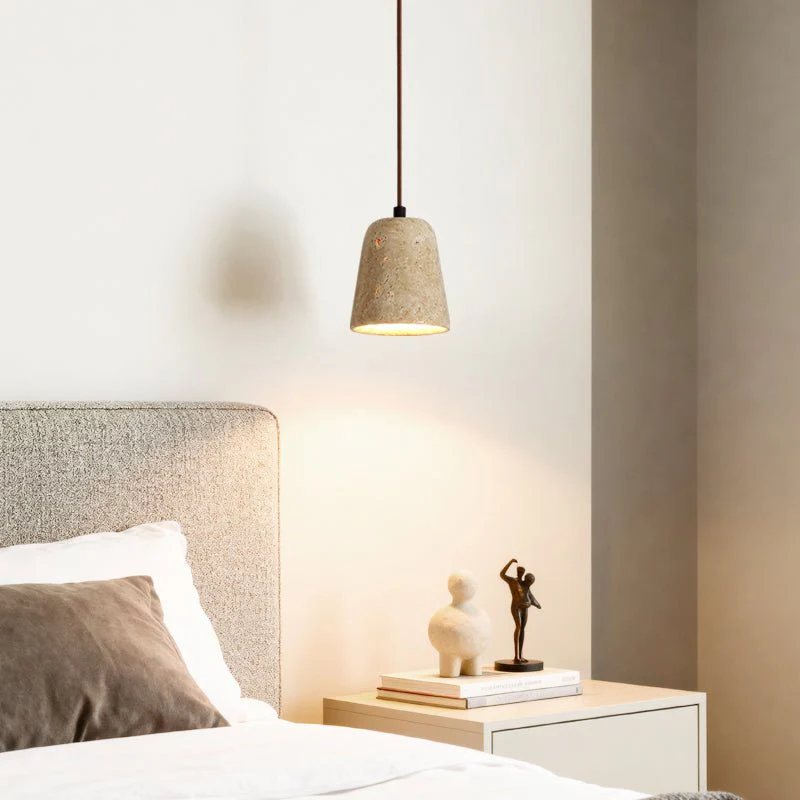 Earthy Travertine Cone Pendant Light - Image 8