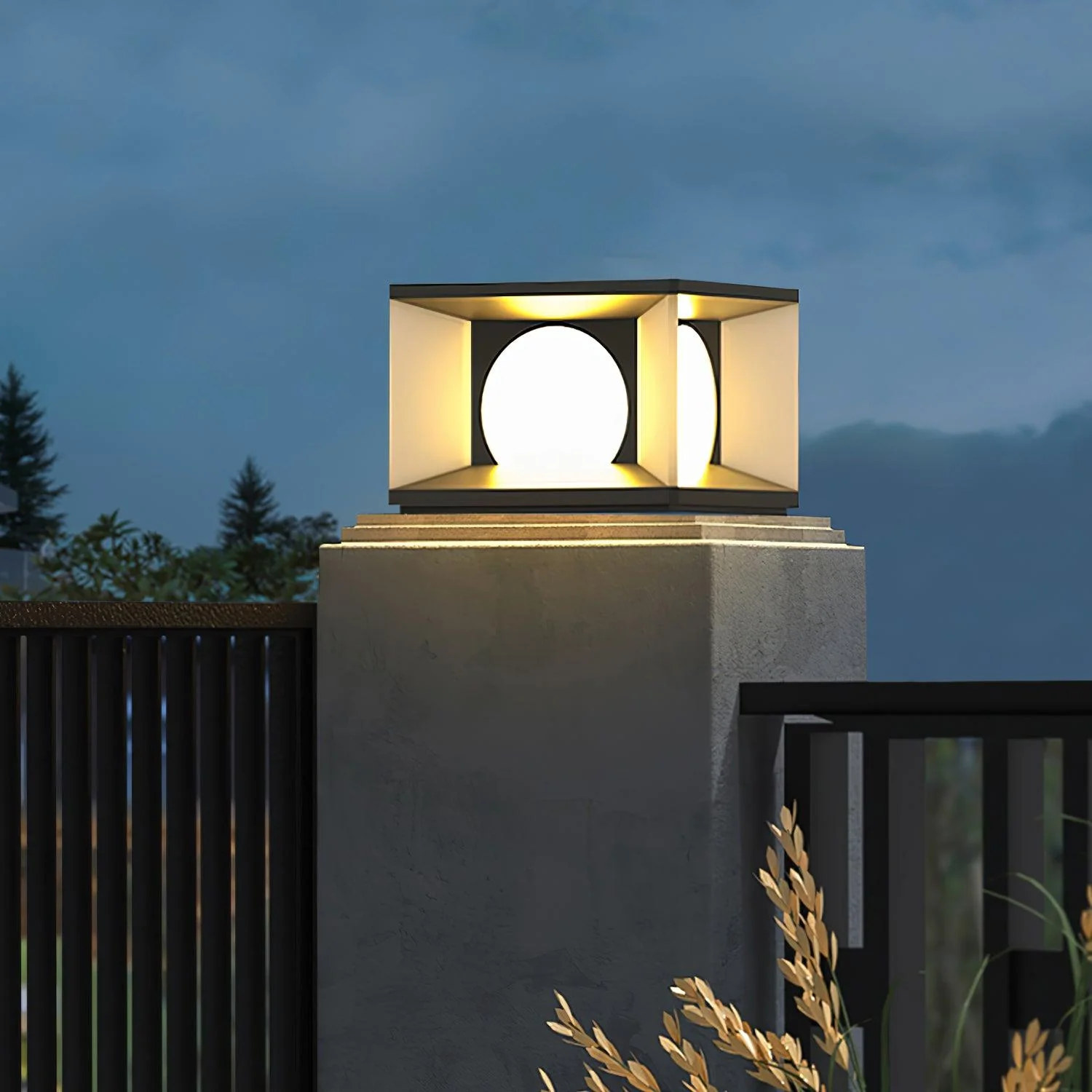 Eclipse Cube Outdoor Post Light - Image 3