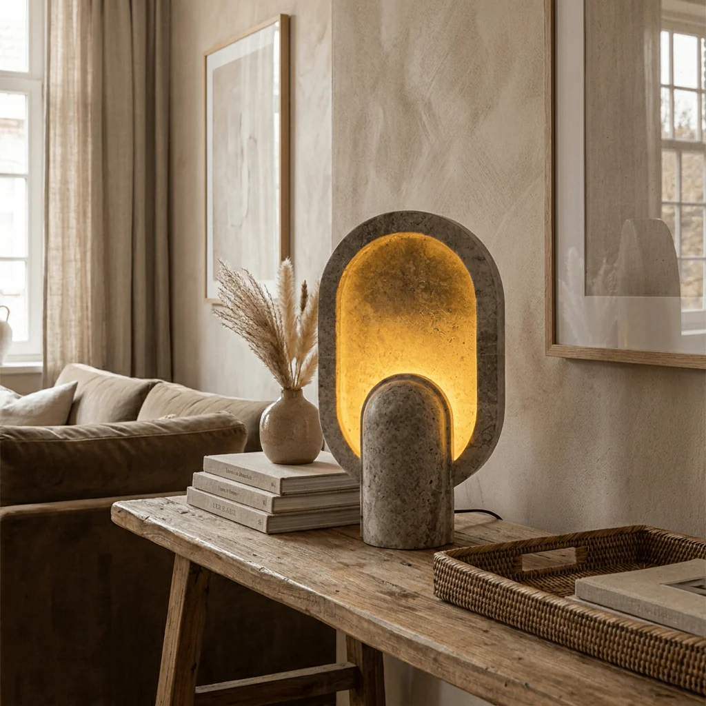 Eclipse Travertine Table Lamp - Image 2