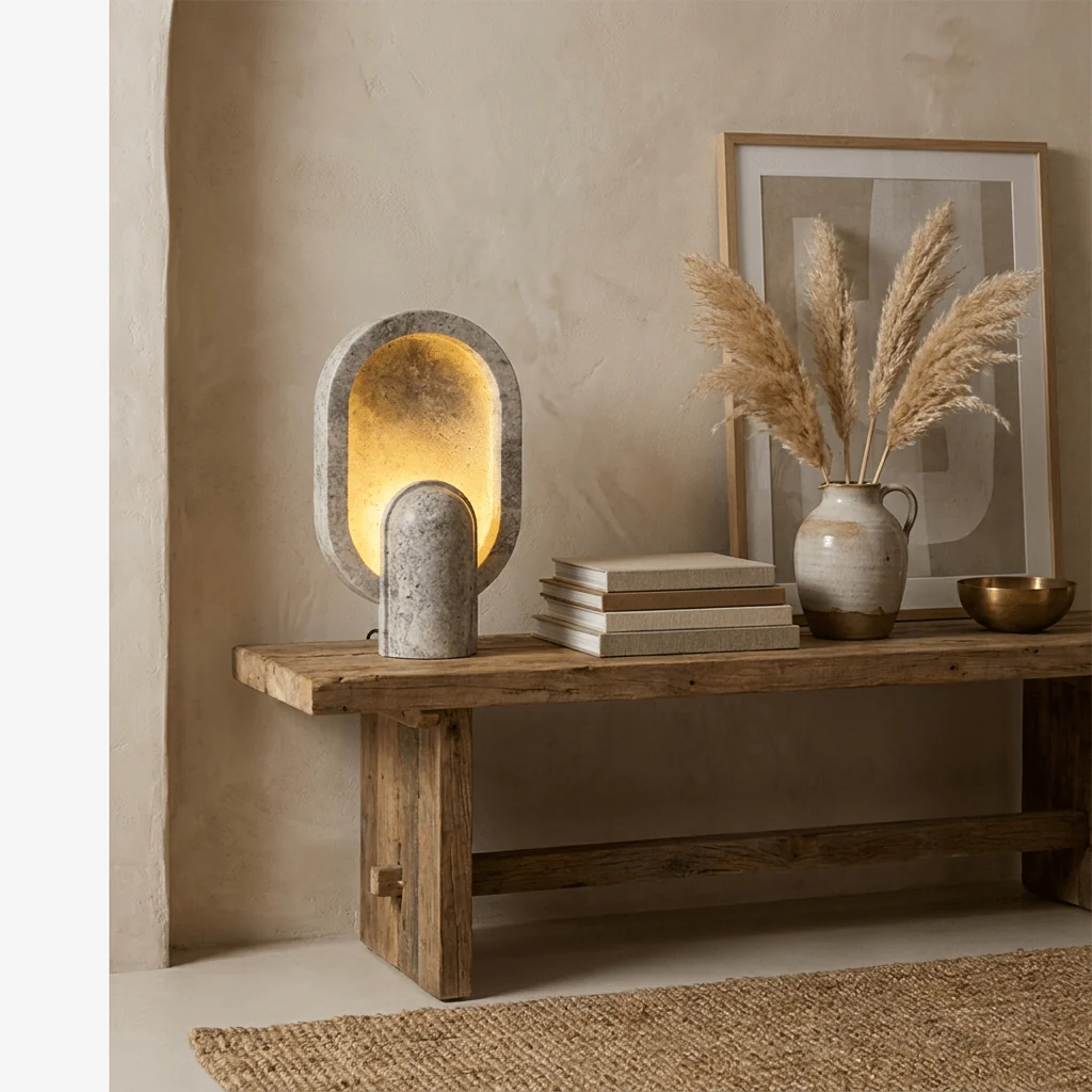 Eclipse Travertine Table Lamp - Image 3