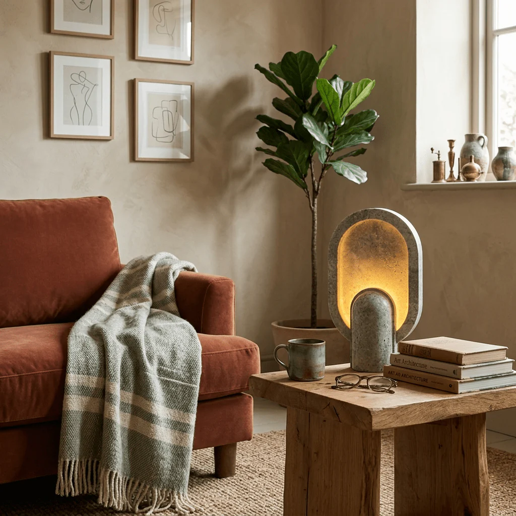 Eclipse Travertine Table Lamp - Image 4