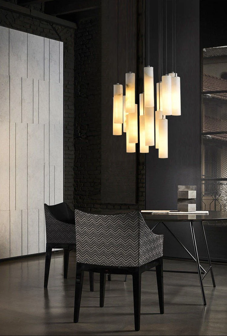 Elongated Alabaster Cluster Pendant Lamp - Image 17