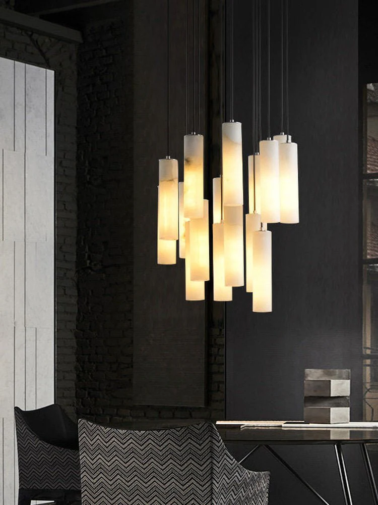 Elongated Alabaster Cluster Pendant Lamp - Image 20