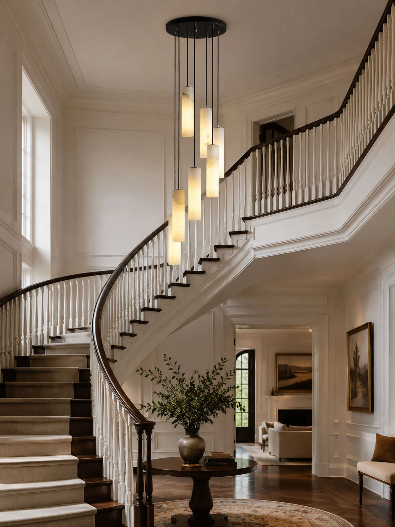 Elongated Alabaster Cluster Pendant Lamp - Image 3