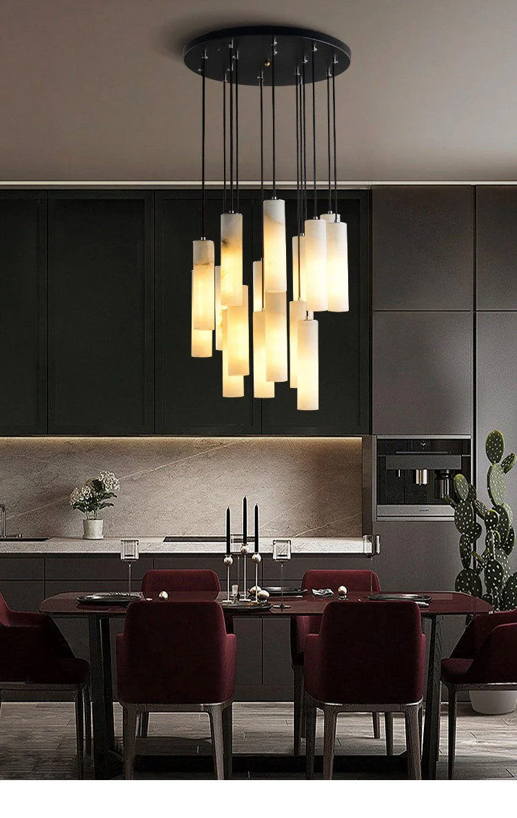Elongated Alabaster Cluster Pendant Lamp - Image 8