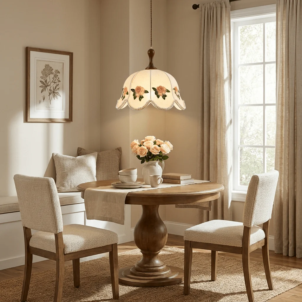 Embroidered Floral Fabric Pendant Light - Image 5
