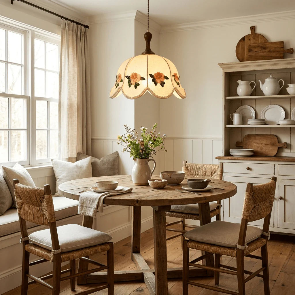 Embroidered Floral Fabric Pendant Light - Image 7