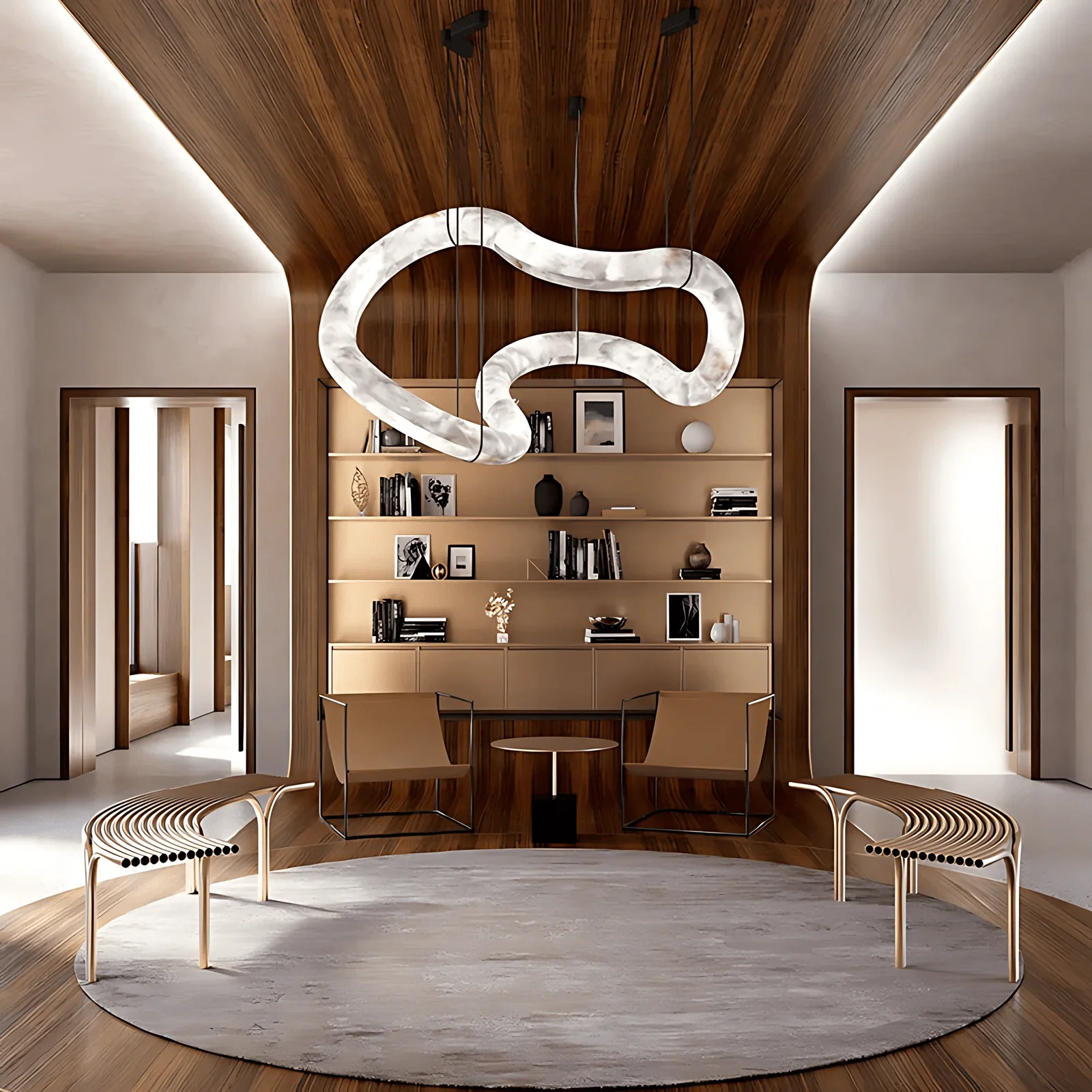 Ethereal Wave Alabaster Chandelier - Image 4
