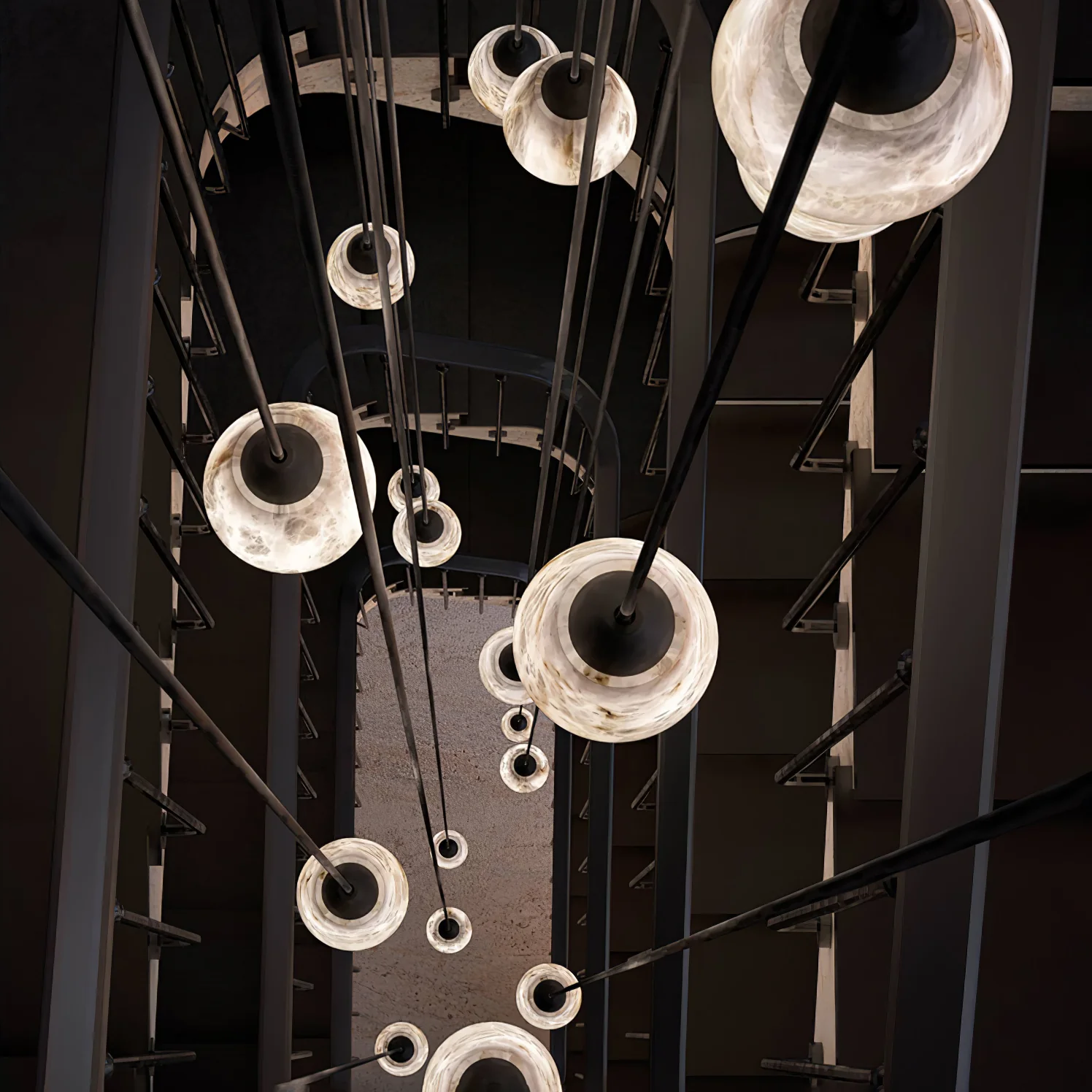 Faceted Alabaster Cluster Chandelier - Image 10