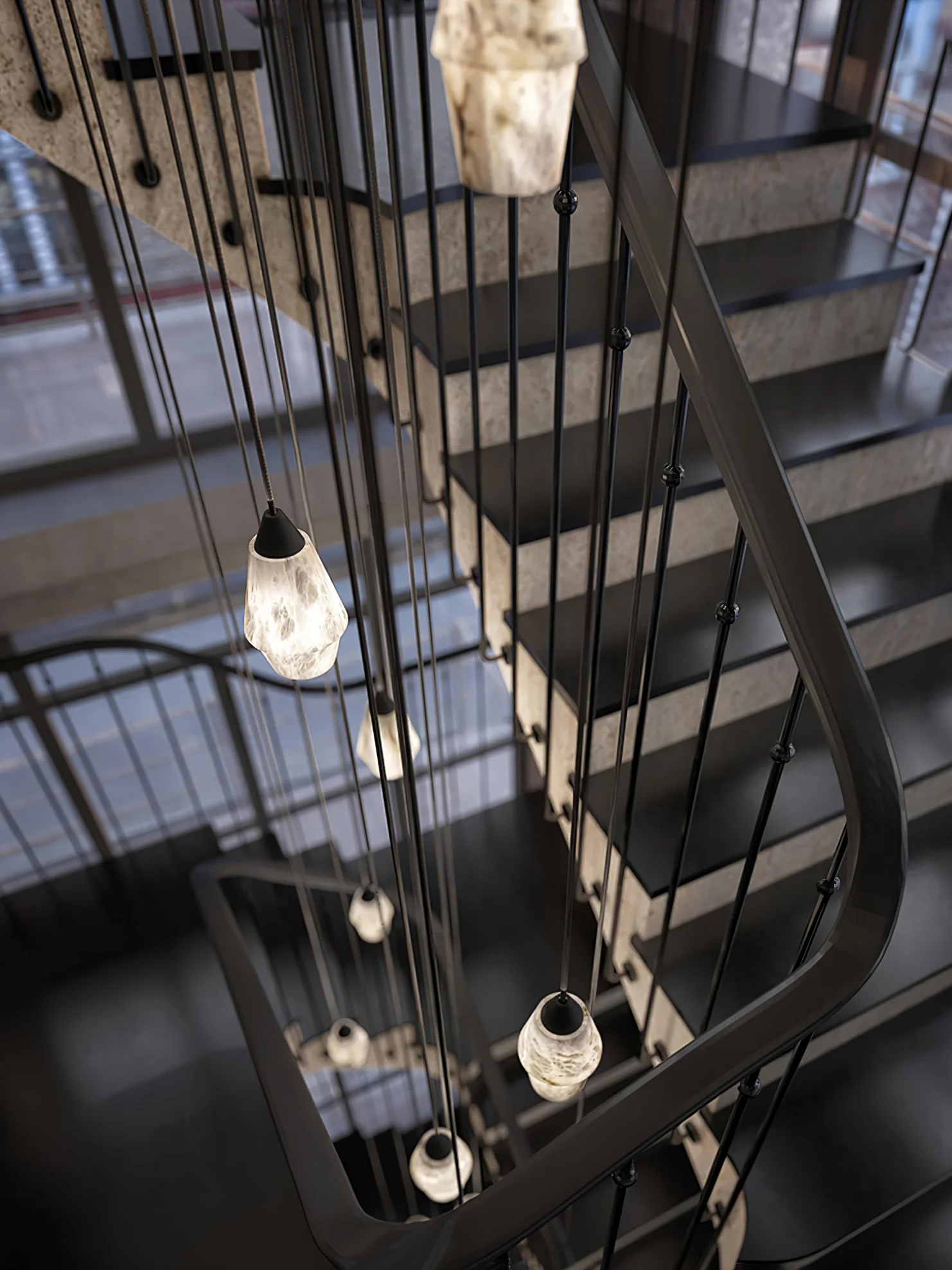 Faceted Alabaster Cluster Chandelier - Image 14