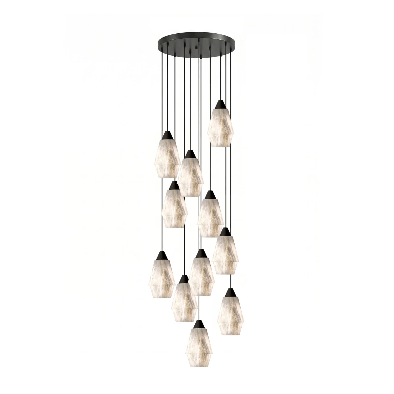 Faceted Alabaster Cluster Chandelier - Image 17