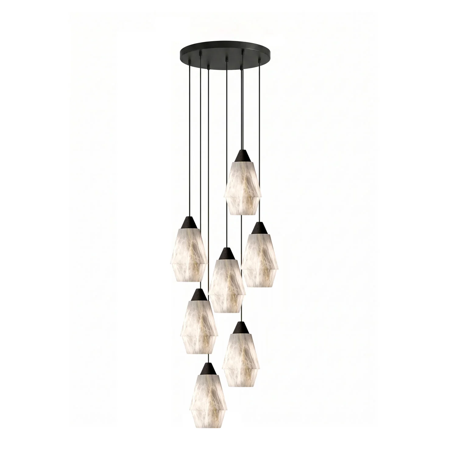 Faceted Alabaster Cluster Chandelier - Image 20