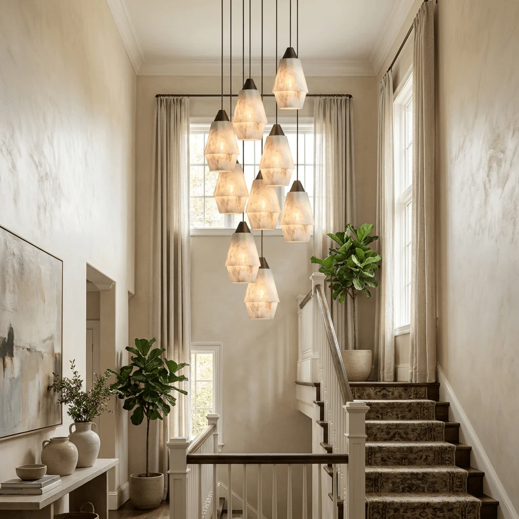 Faceted Alabaster Cluster Chandelier - Image 3