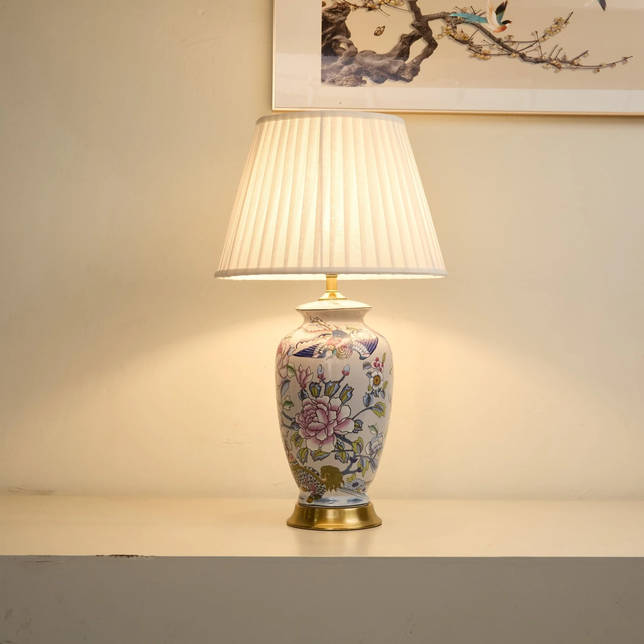 Famille Rose Ceramic Table Lamp - Image 7