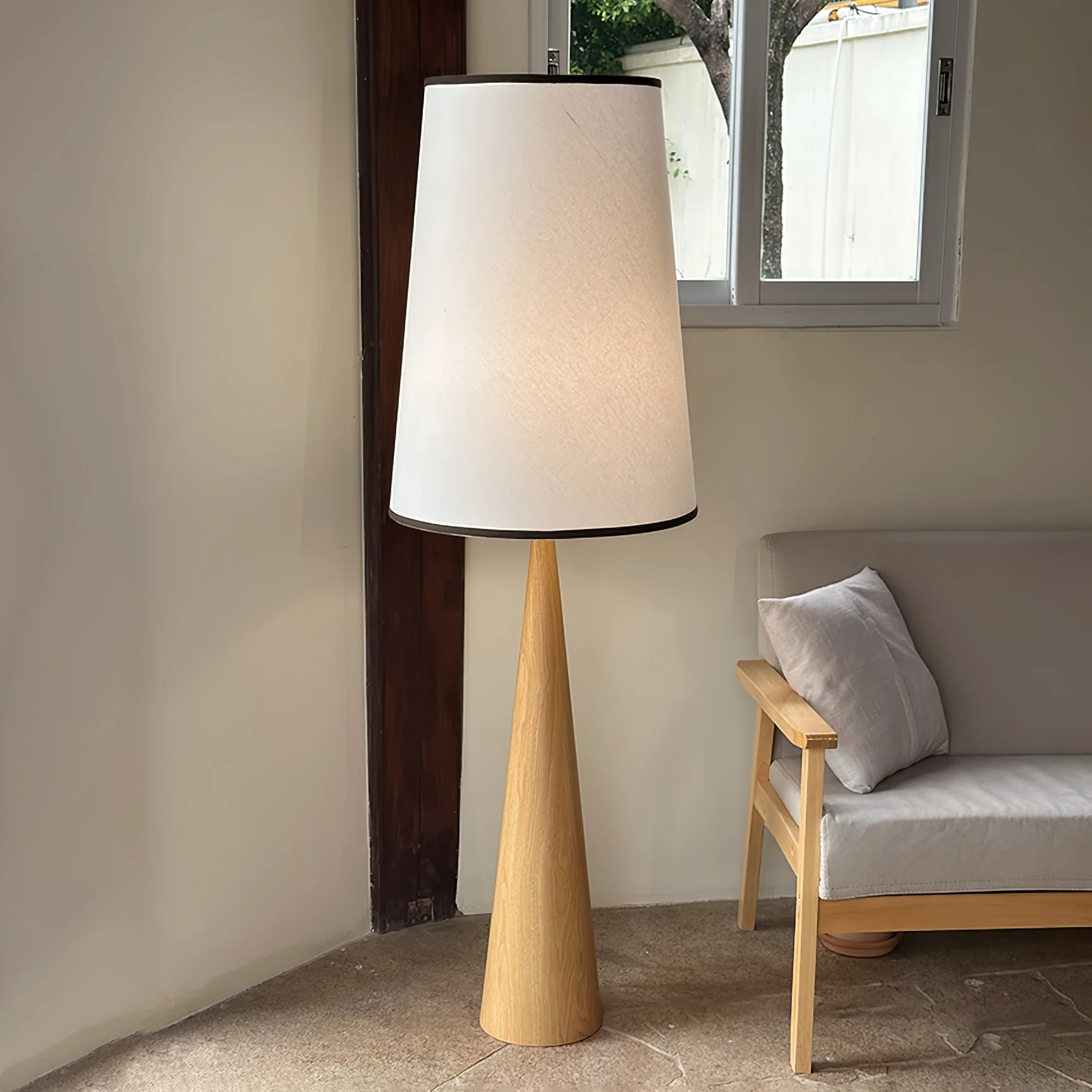 Faux Wood Conical Floor Lamp - Image 2
