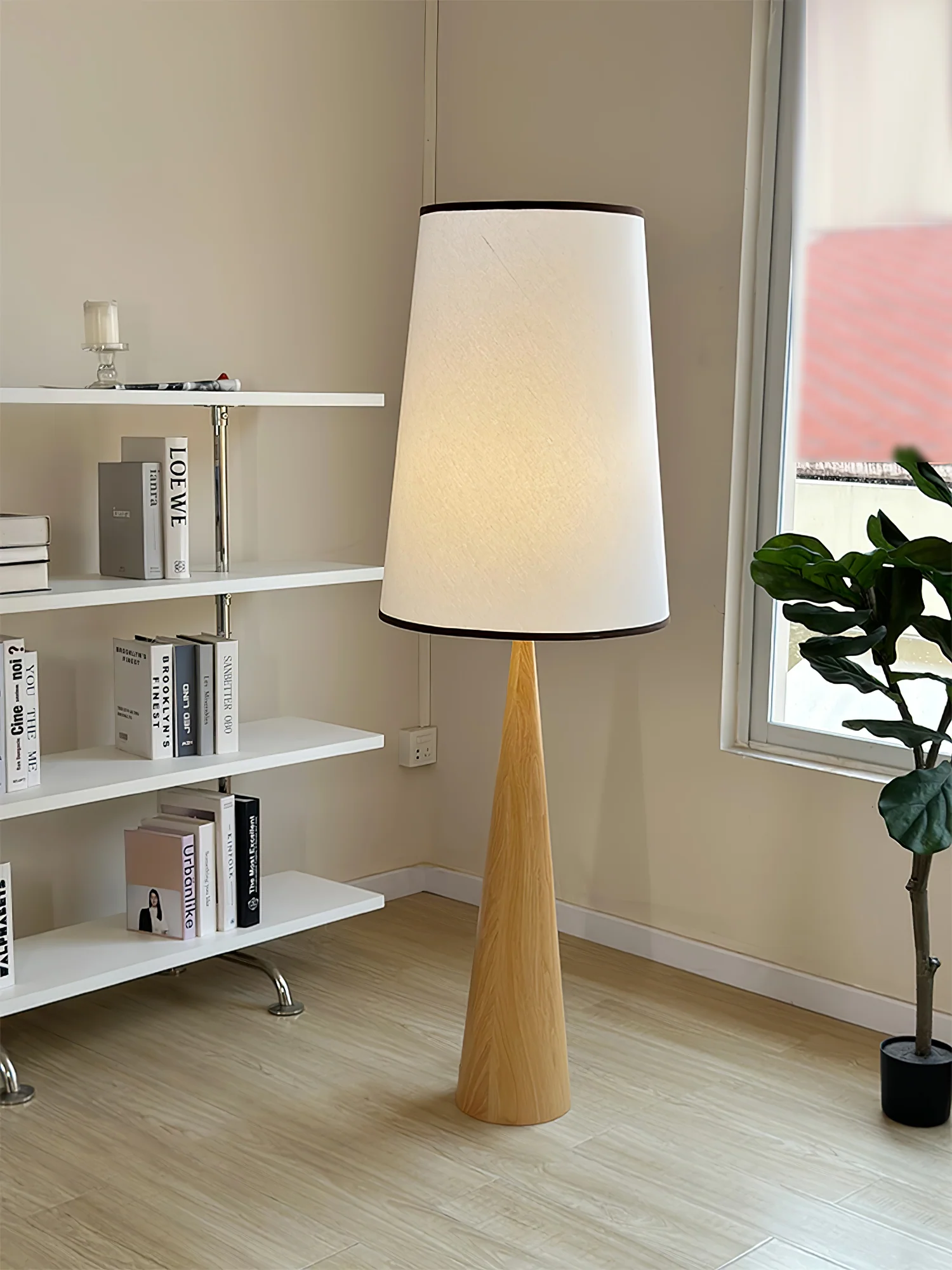 Faux Wood Conical Floor Lamp - Image 7
