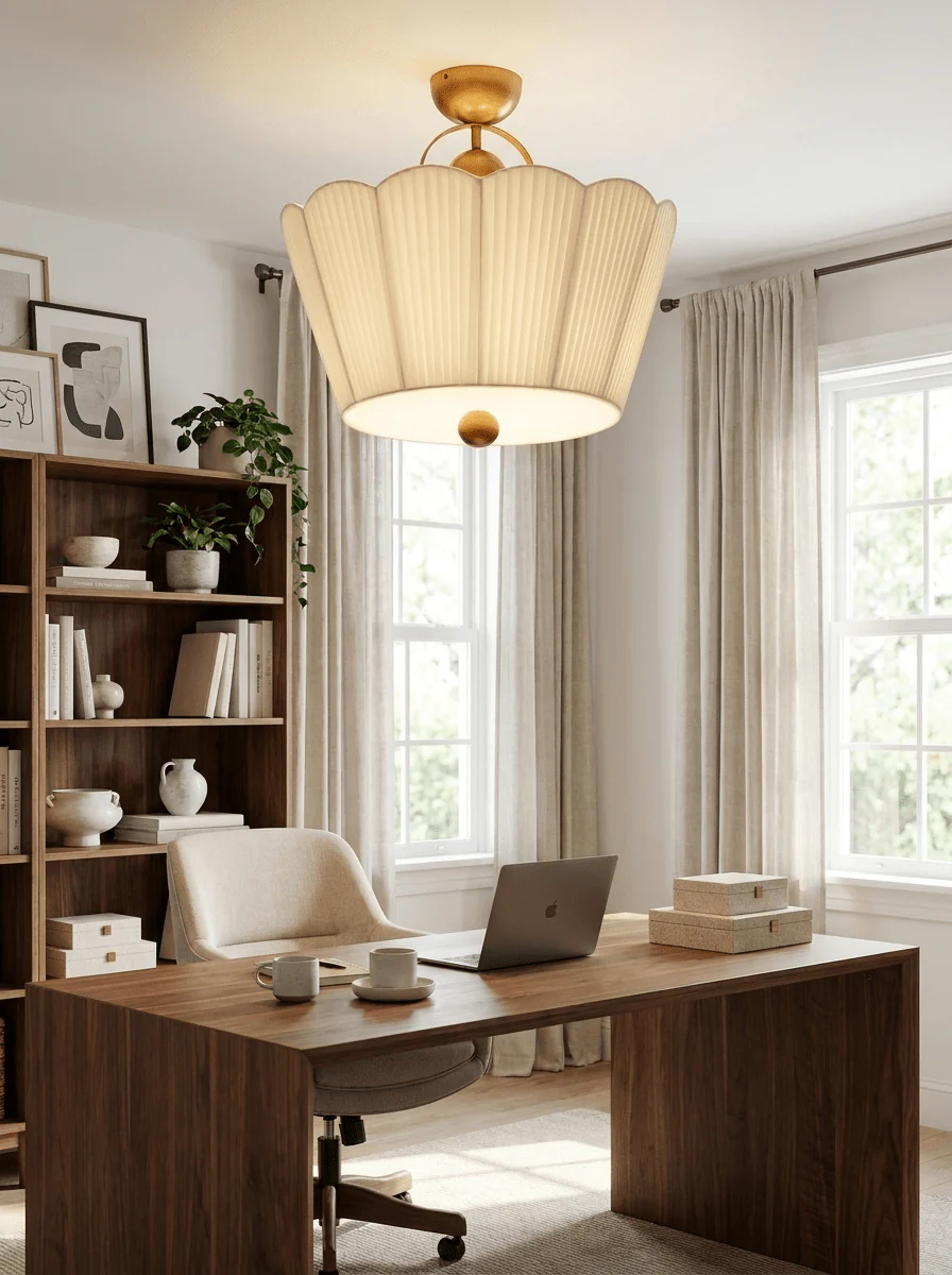 Flora Pleated Fabric Semi-Flush Mount - Image 10