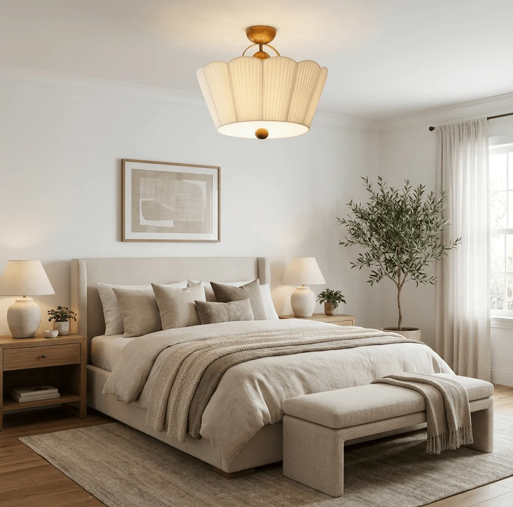Flora Pleated Fabric Semi-Flush Mount - Image 4