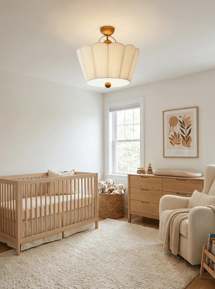 Flora Pleated Fabric Semi-Flush Mount - Image 6