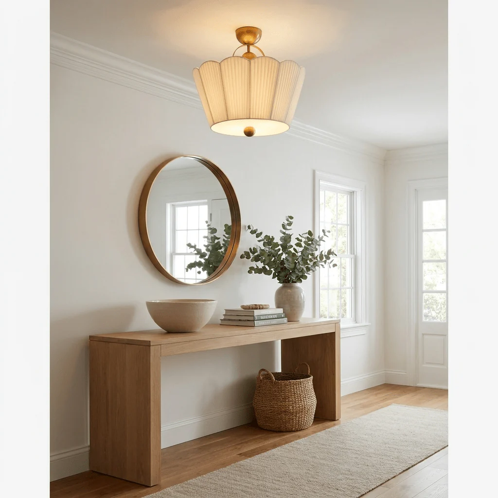 Flora Pleated Fabric Semi-Flush Mount - Image 8