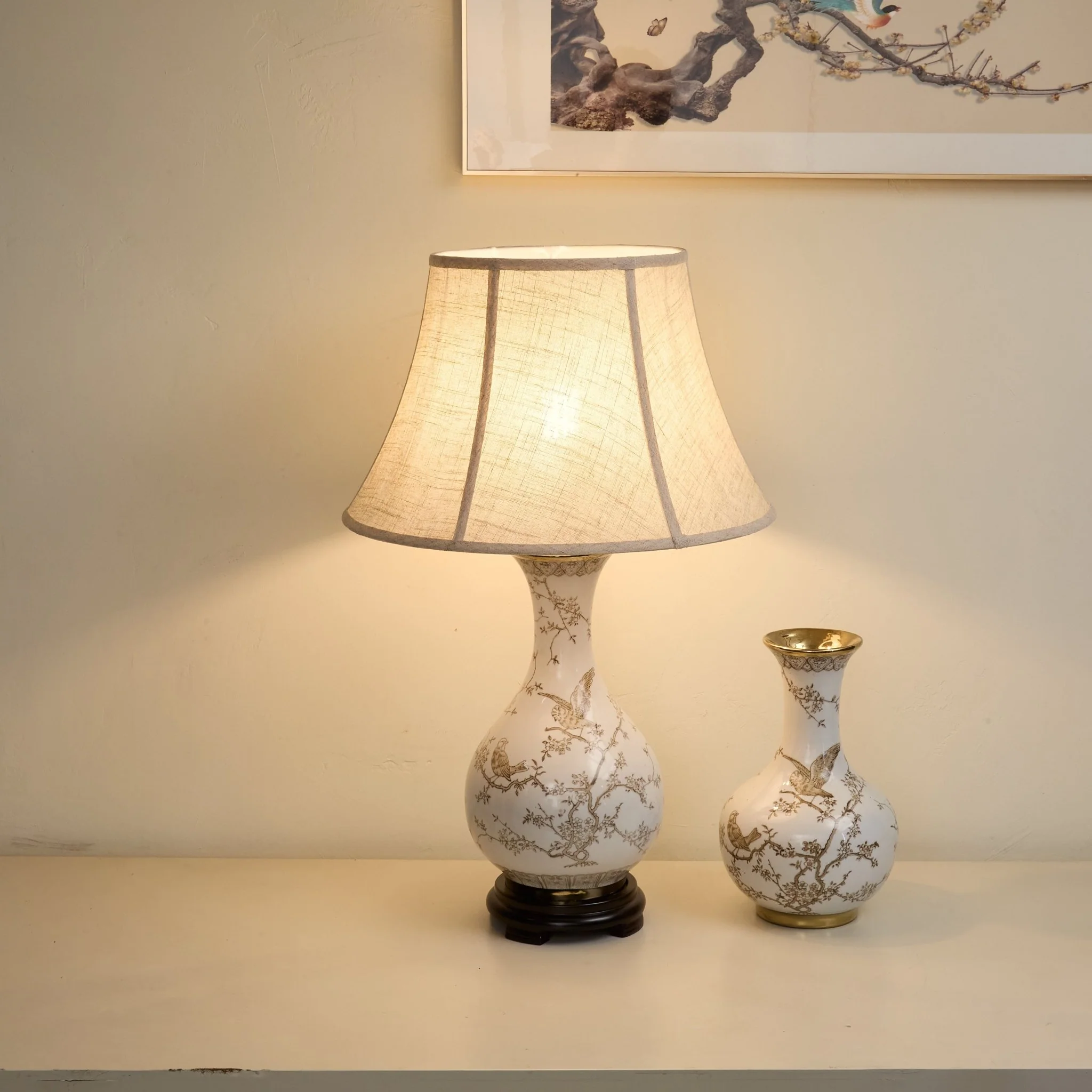Floral Bird Ceramic Table Lamp - Image 4