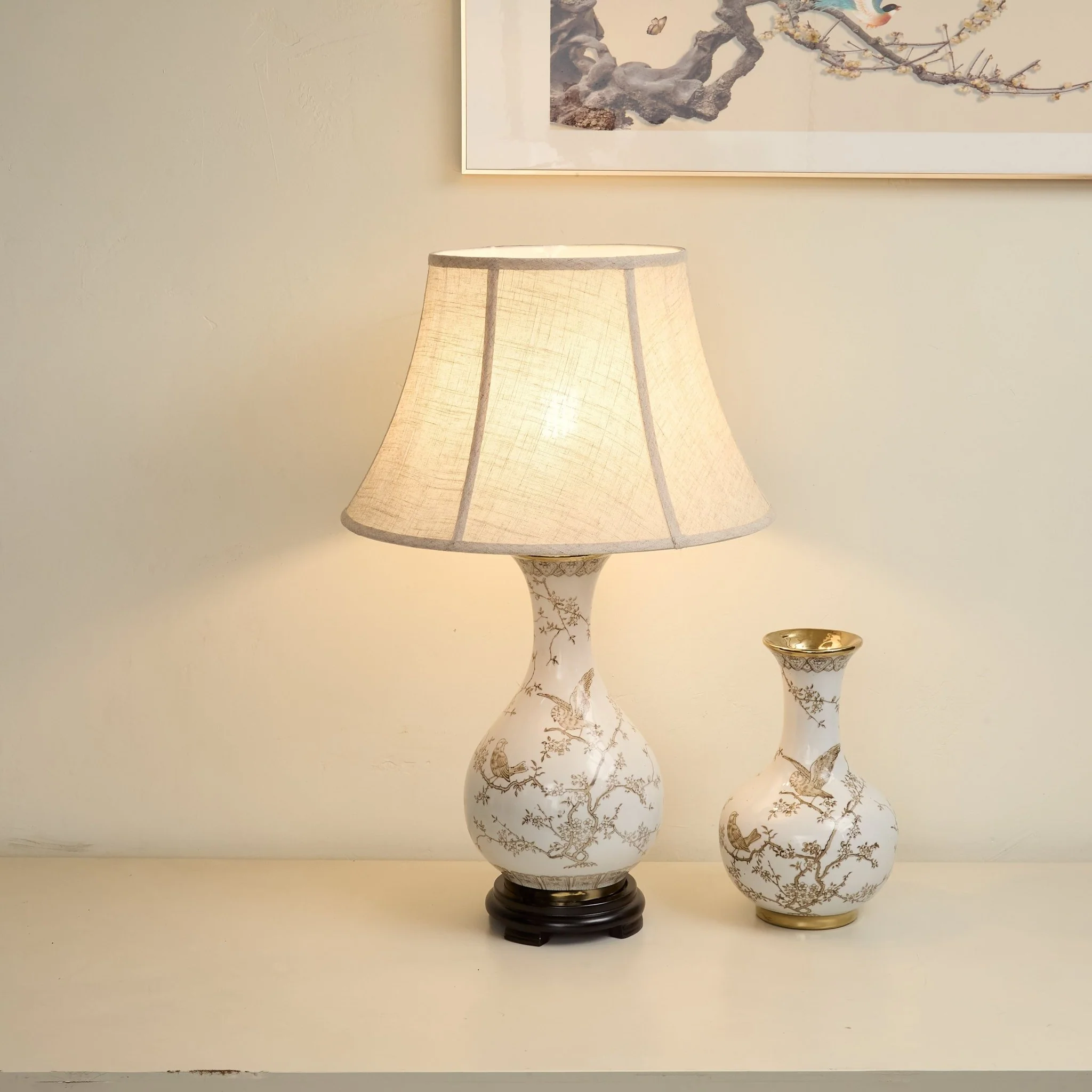 Floral Bird Ceramic Table Lamp - Image 5