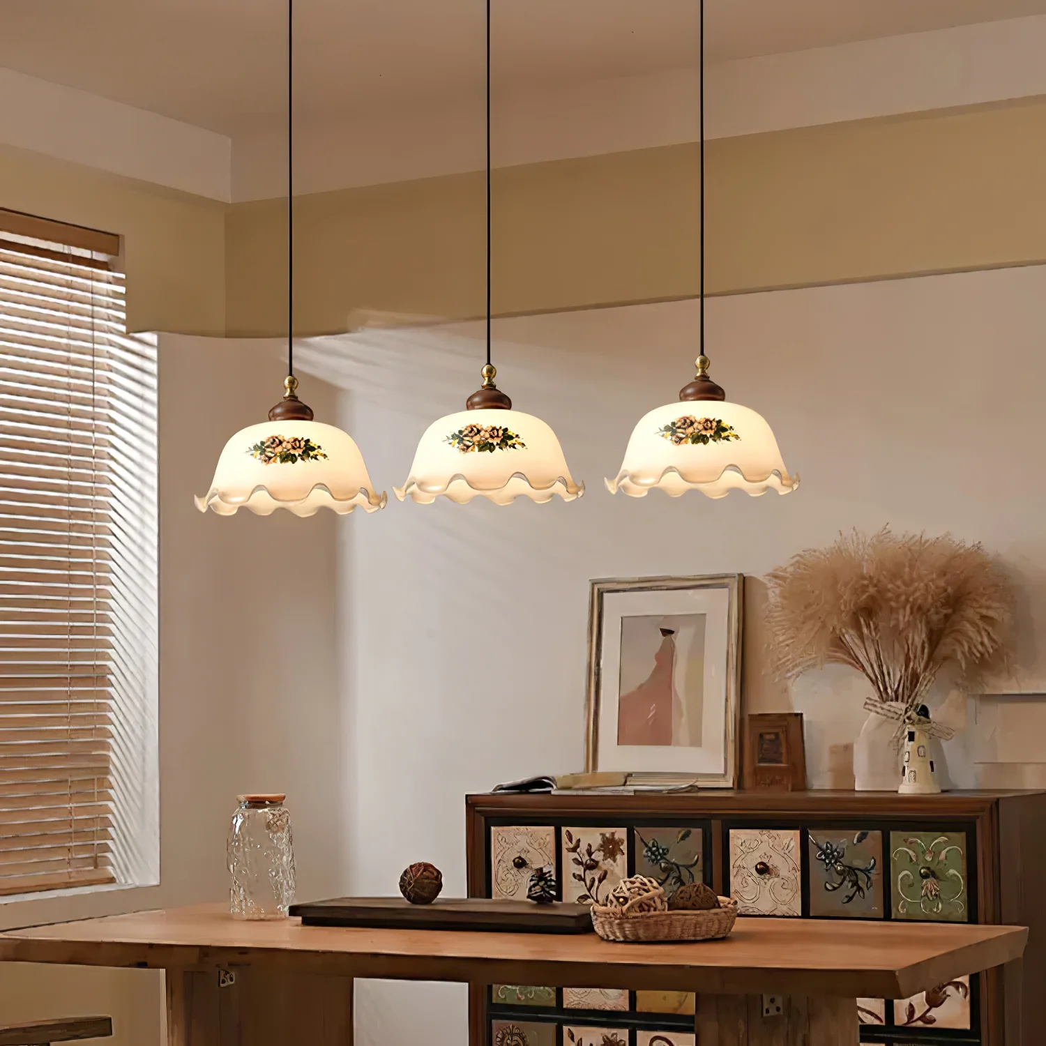 Floral Patterned Glass Pendant Light - Image 5
