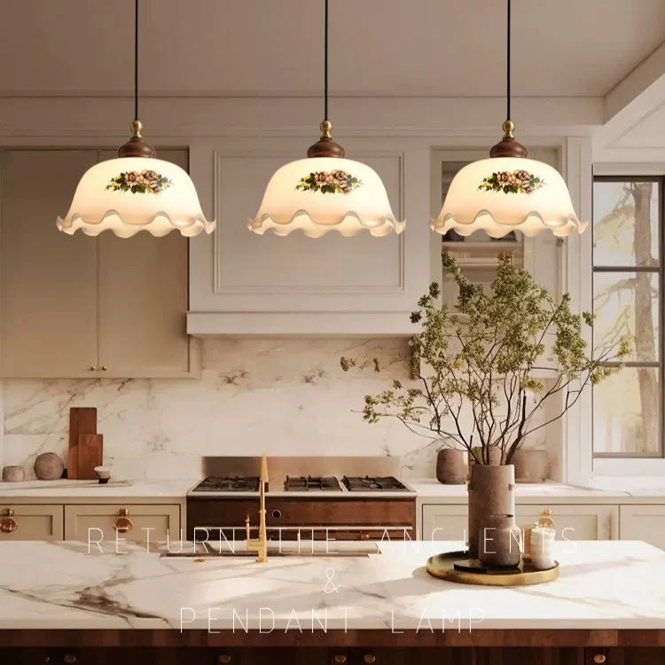 Floral Patterned Glass Pendant Light - Image 6