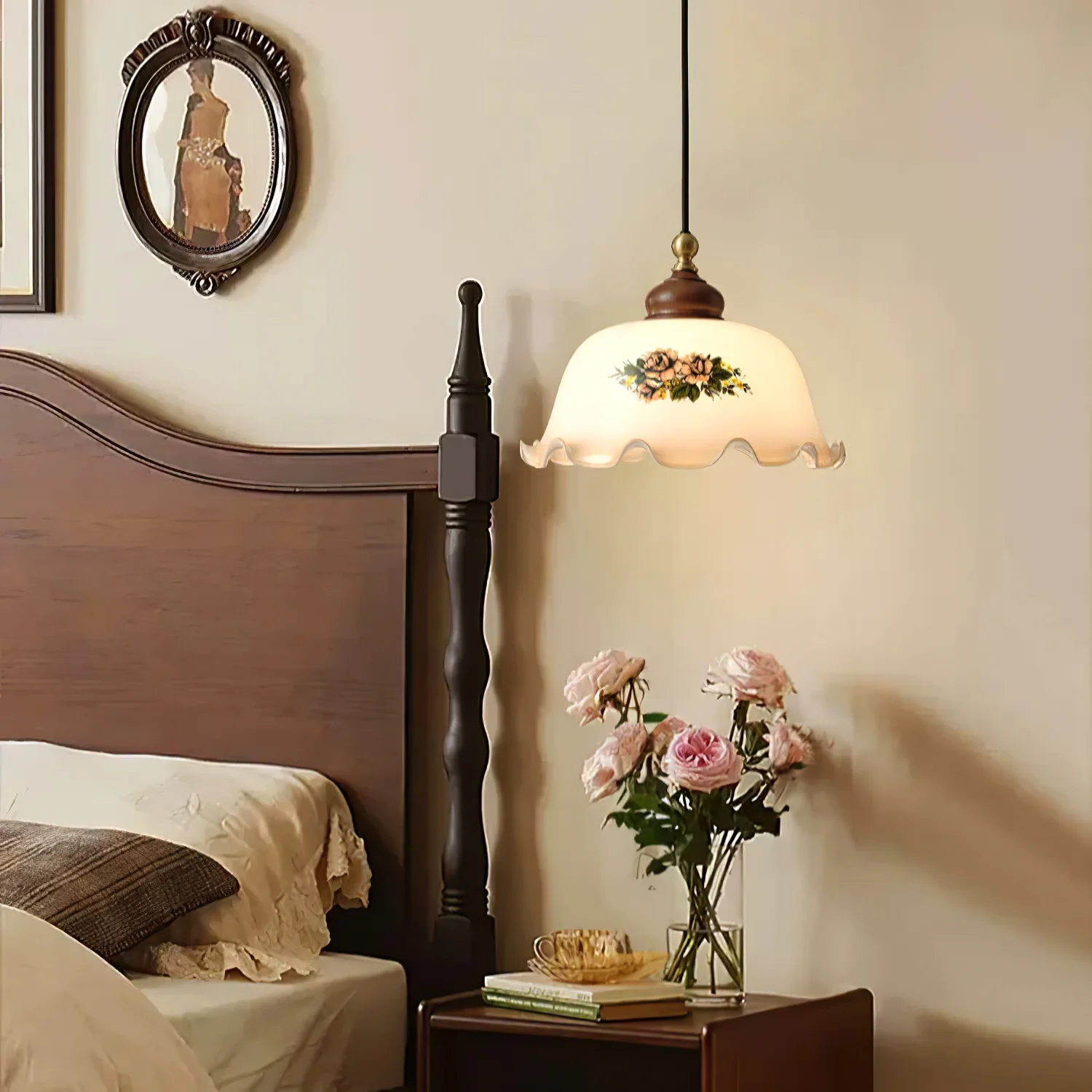 Floral Patterned Glass Pendant Light - Image 8
