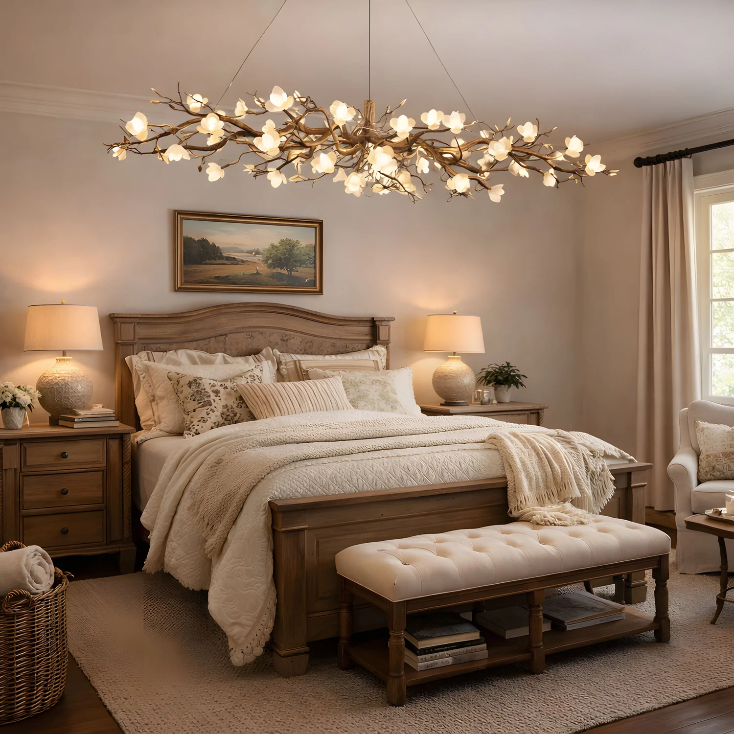 Flower Bloom Branch Brass Chandelier - Image 13