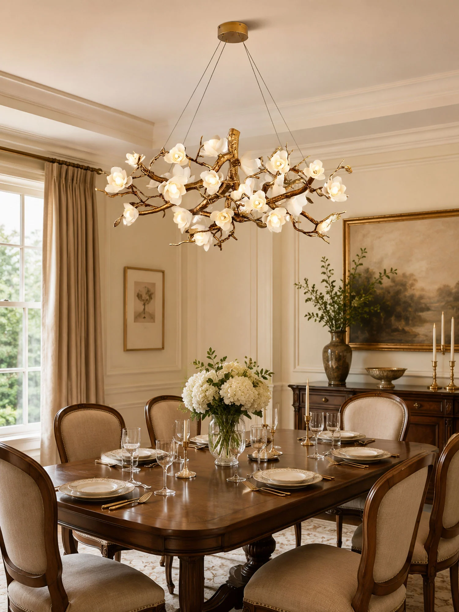 Flower Bloom Branch Brass Chandelier - Image 7