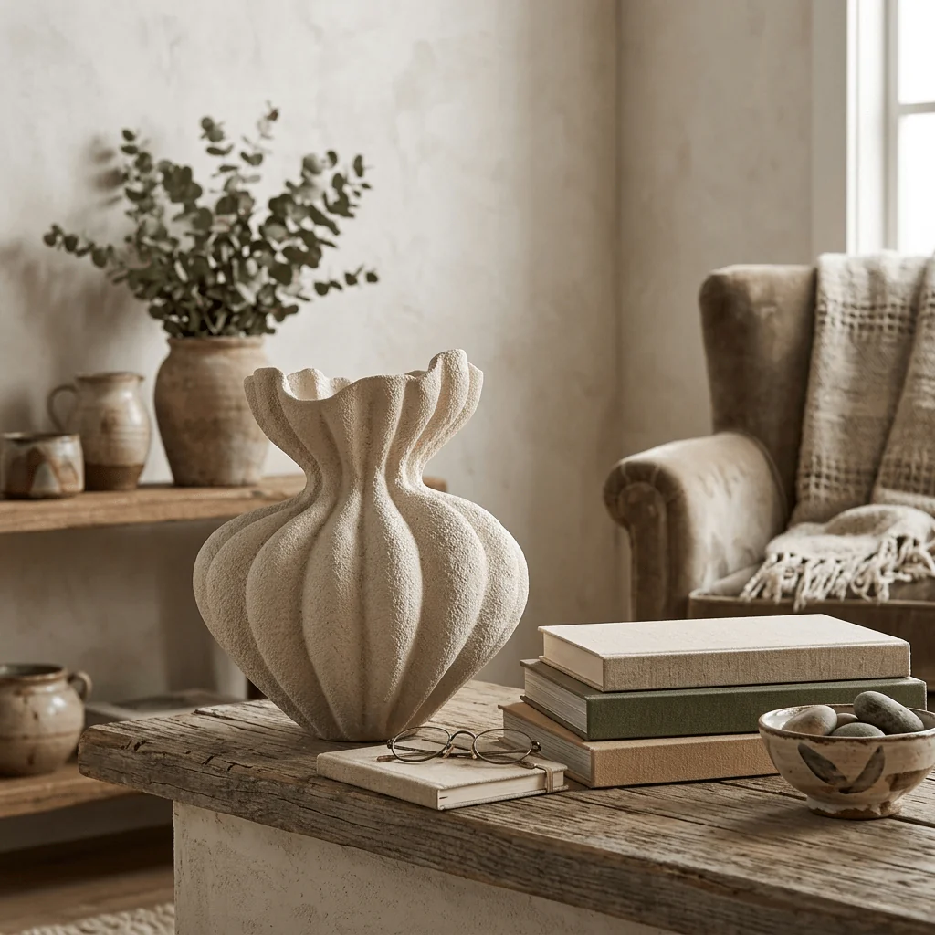 Fluted Bloom Ceramic Vase - Image 3