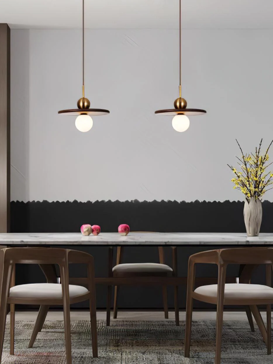 Flying Saucer Walnut Pendant Lamp - Image 6