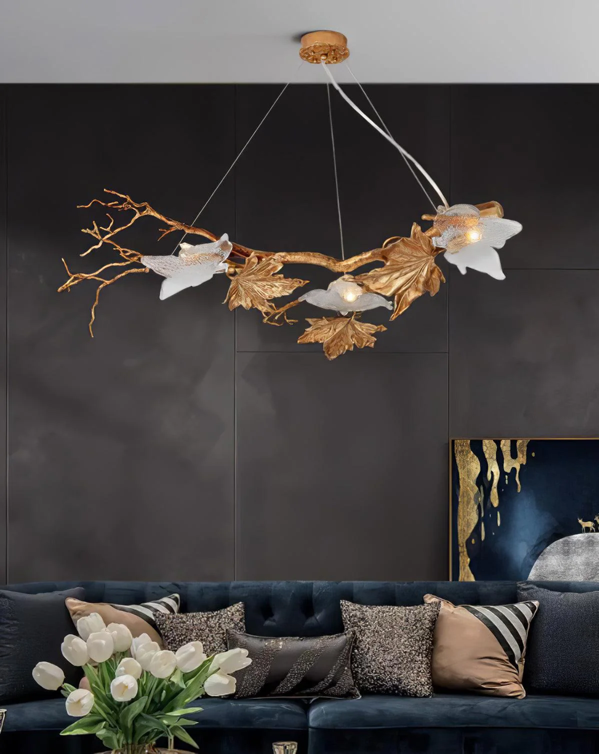Folio Branch Brass Chandelier - Image 12