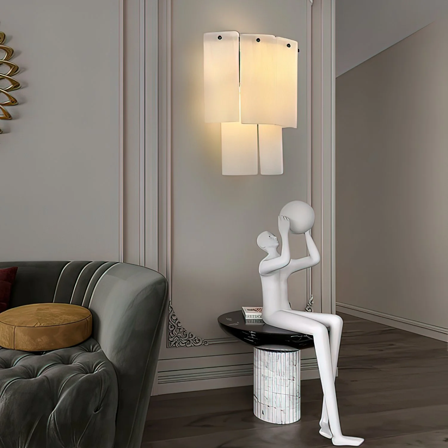 Fractured Alabaster Wall Sconce - Image 14